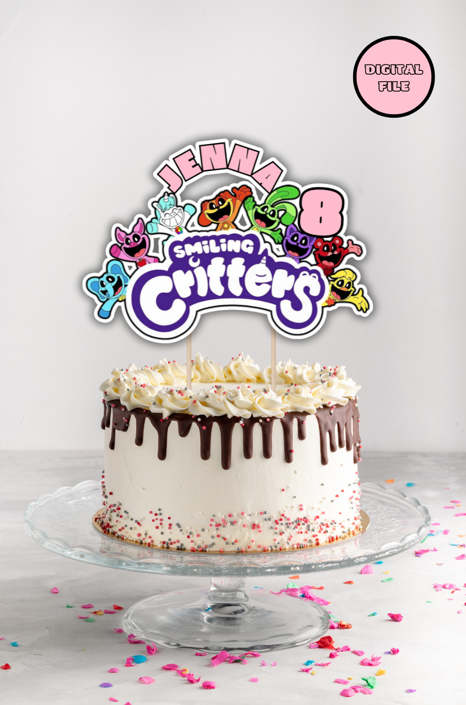 Cake topper smiling critters personalizzabile