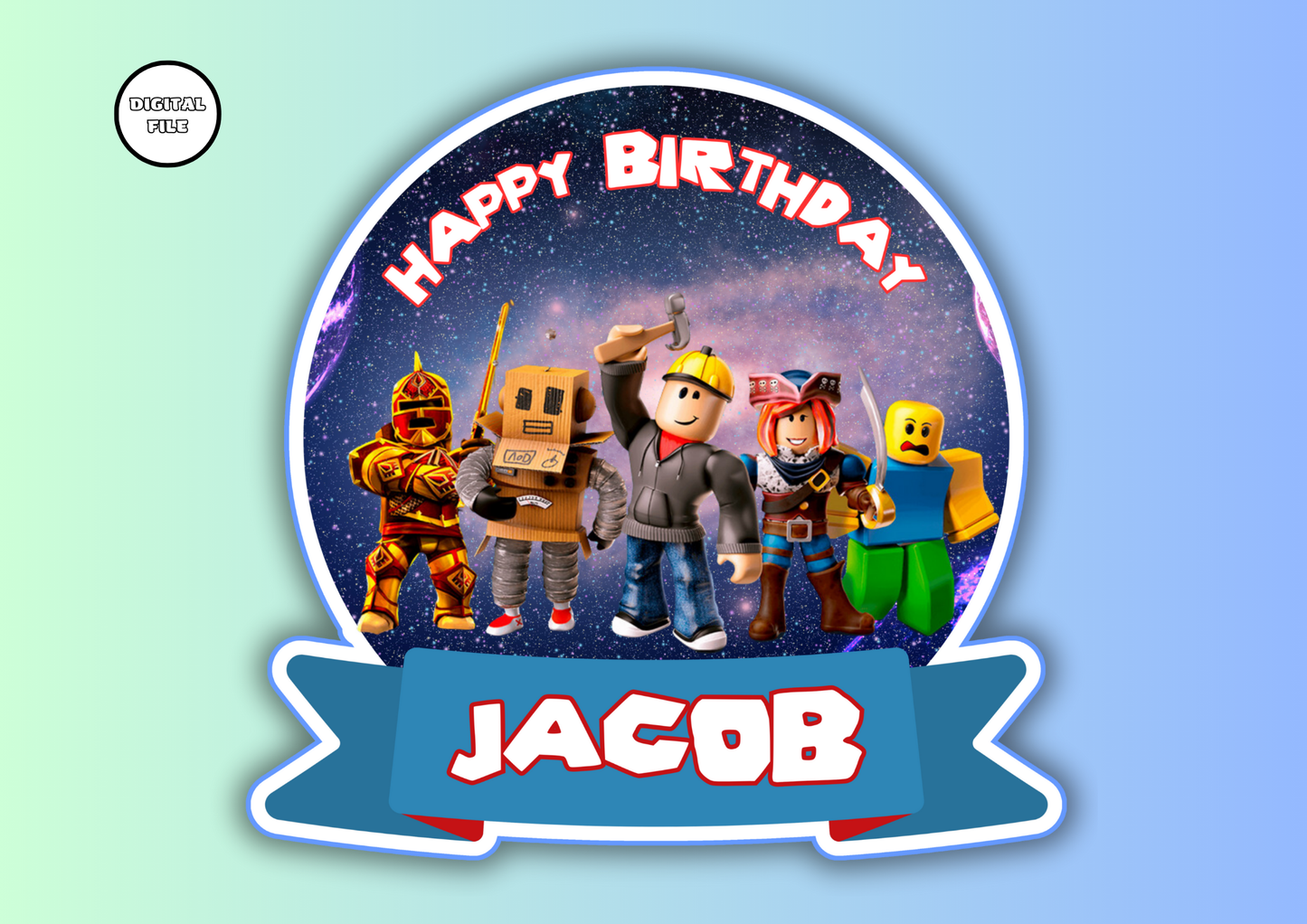 Roblox cake topper personalizzabile