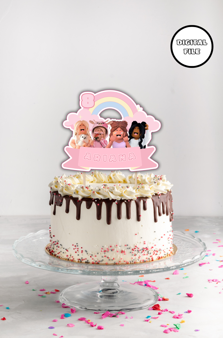 Cake topper roblox girls personalizzabile