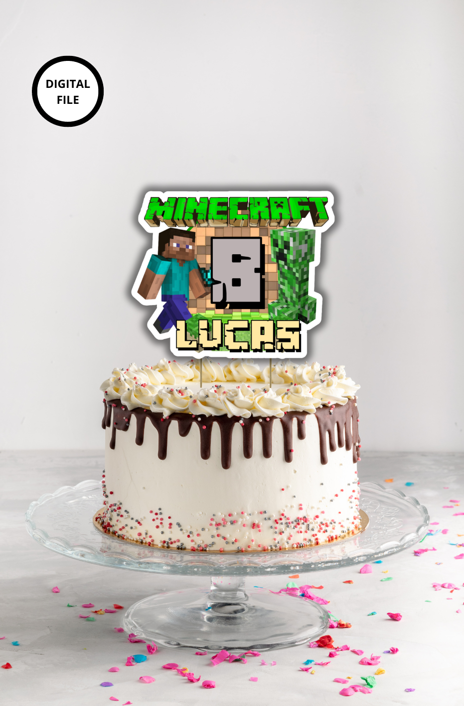 Cake topper minecraft personalizzabile