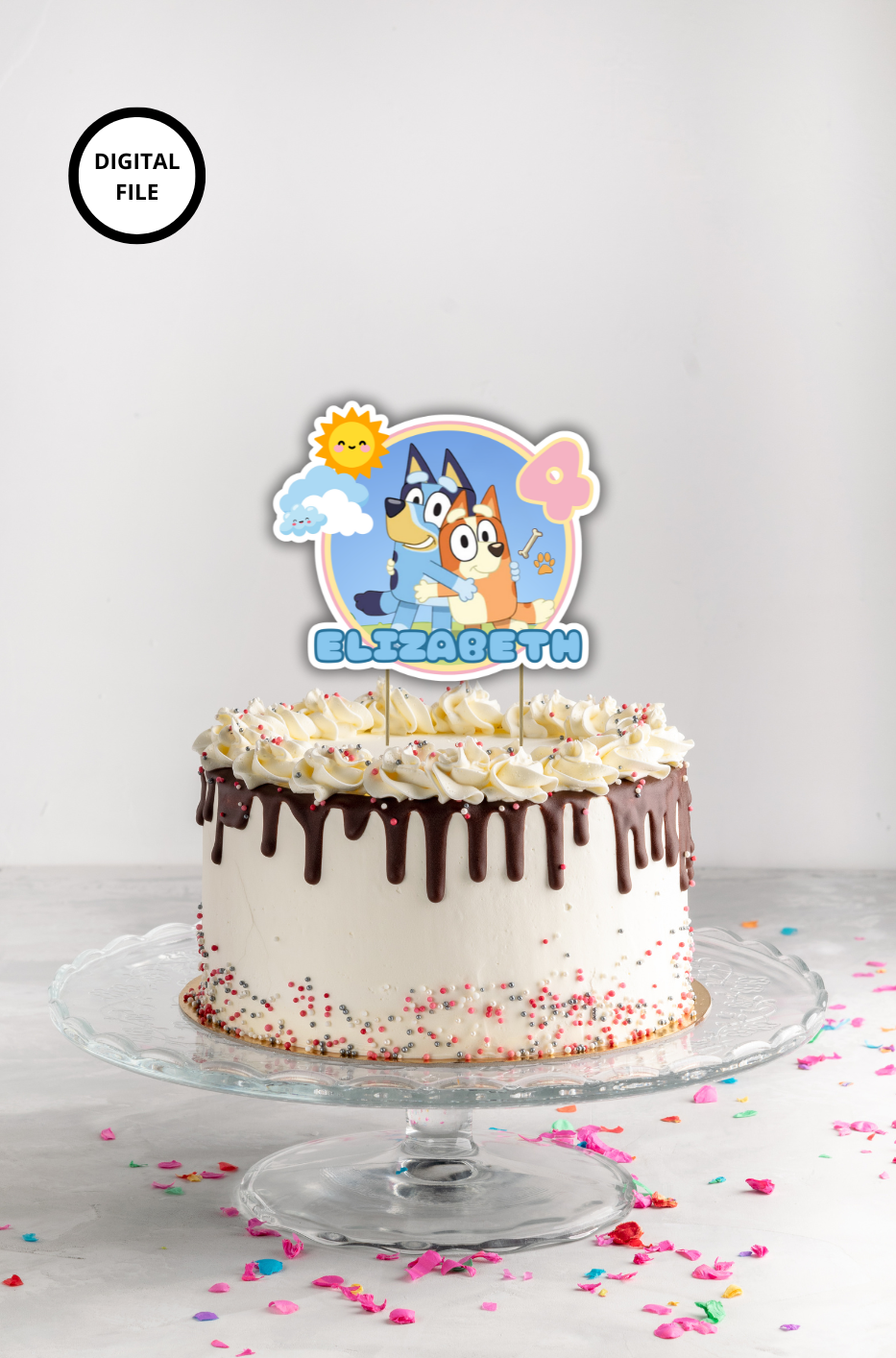 Bluey cake topper customizable - Digital download