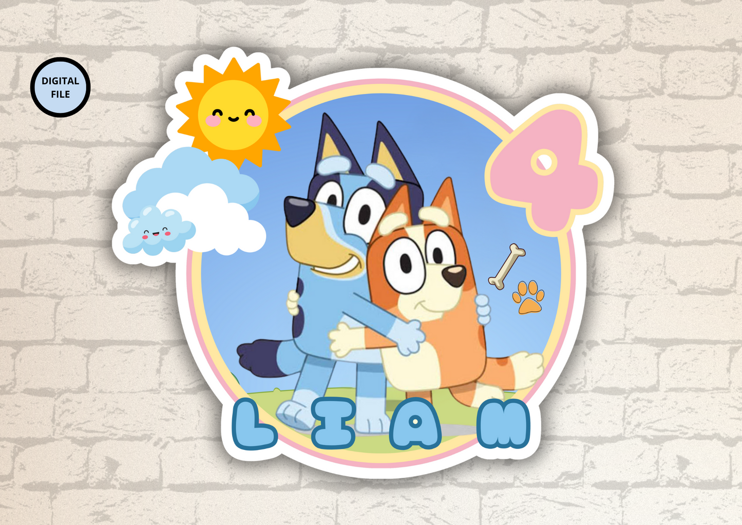 Bluey cake topper customizable - Digital download