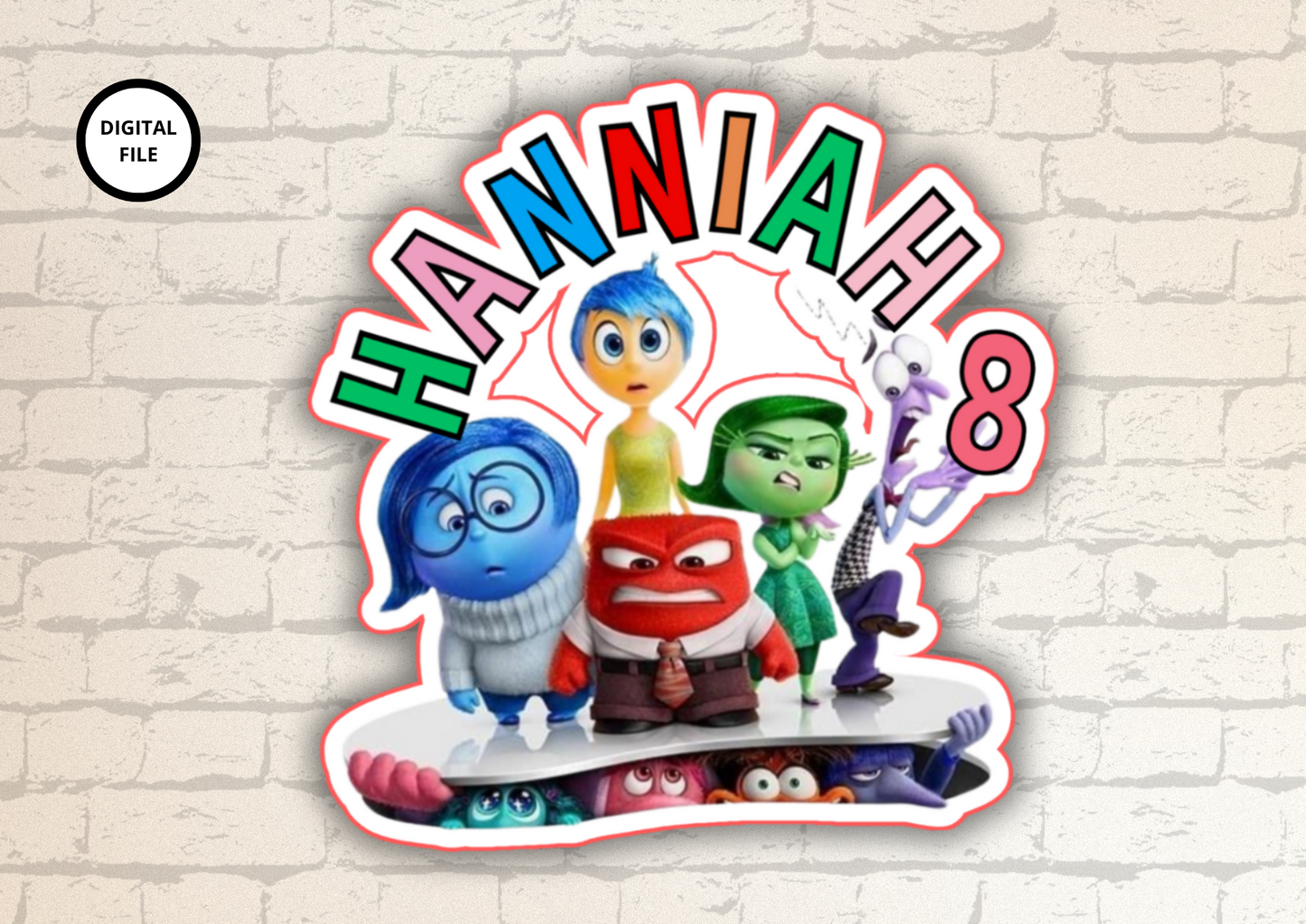 Inside out 2 cake topper customizable - Digital download