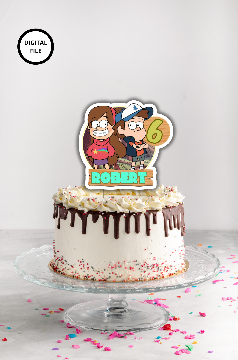 Gravity falls cake topper customizable - Digital download