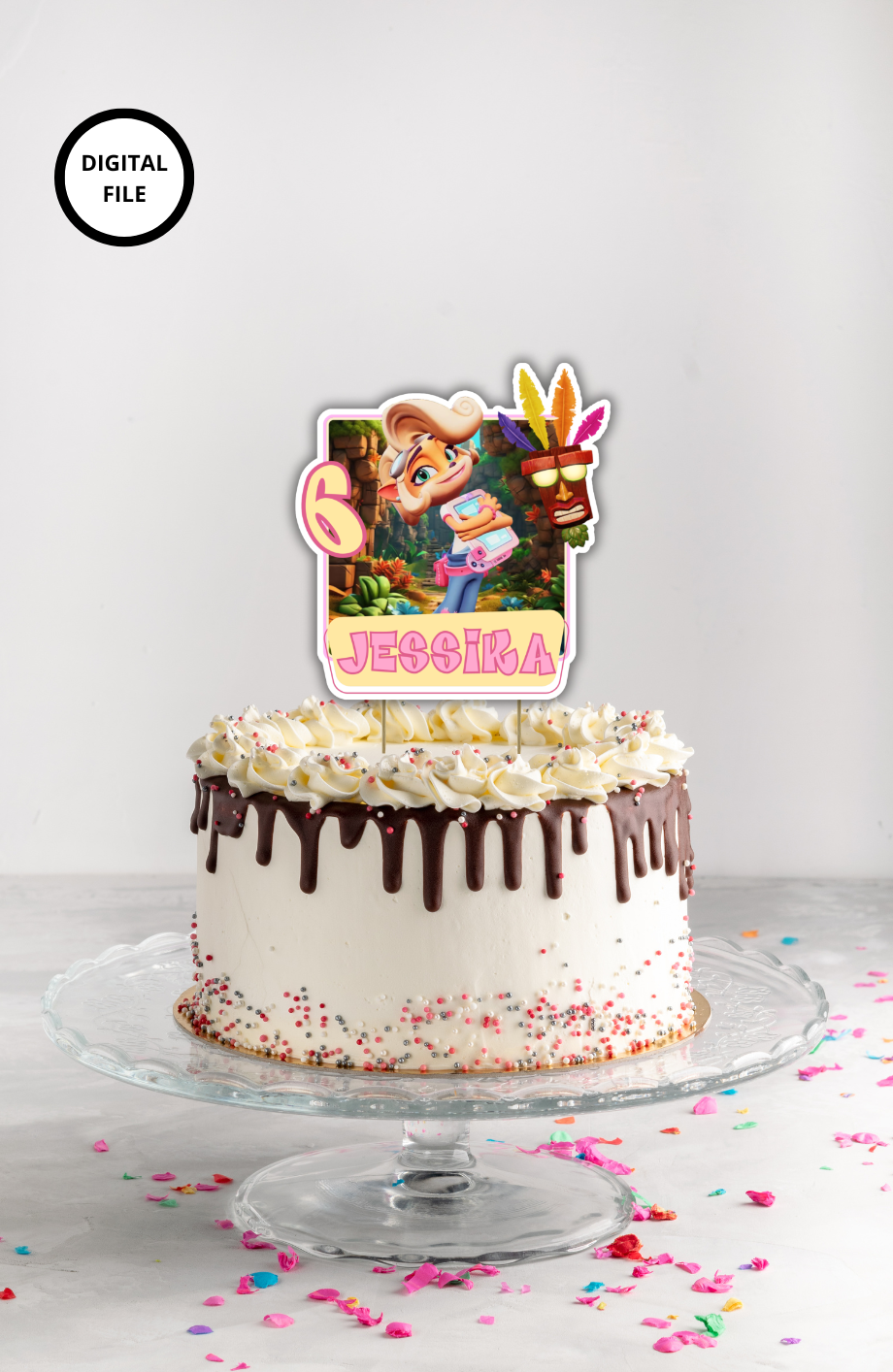 Cake topper Coco Bandicot customizable - Digital download