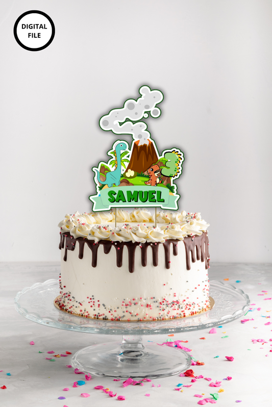 Dinosaurs cake topper customizable - Digital download