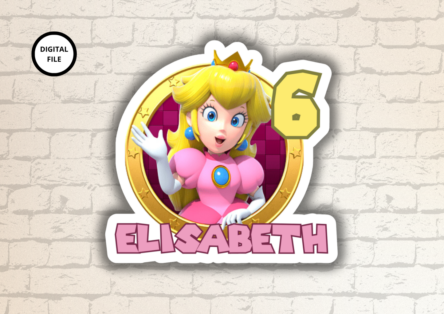 Princess Peach cake topper customizable - Digital download