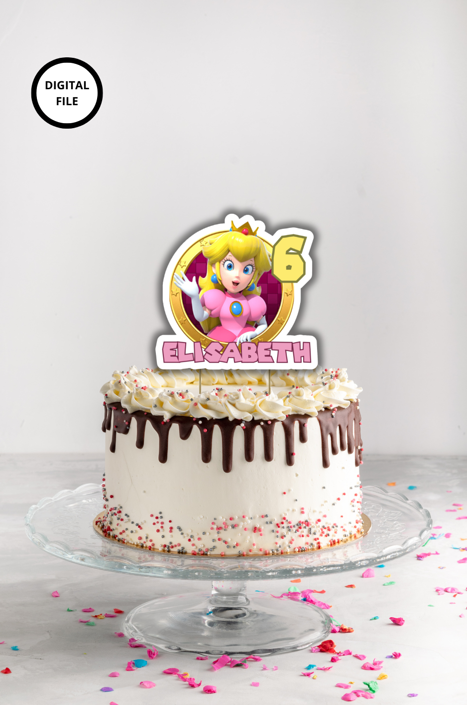 Princess Peach cake topper customizable - Digital download