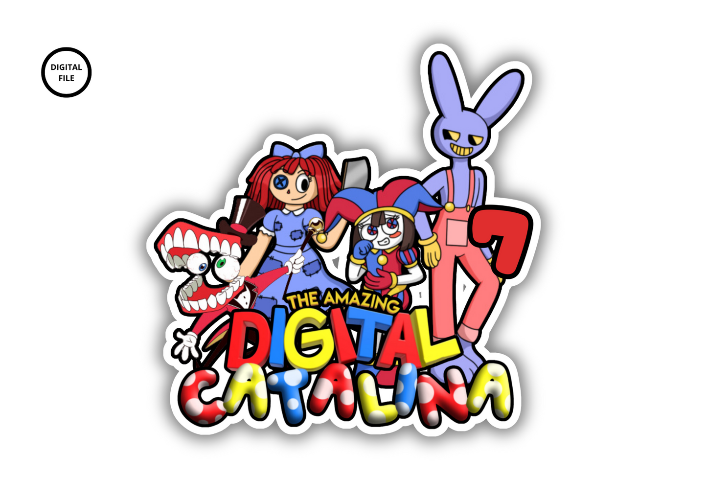 Digital circus cake topper customizable - Digital download