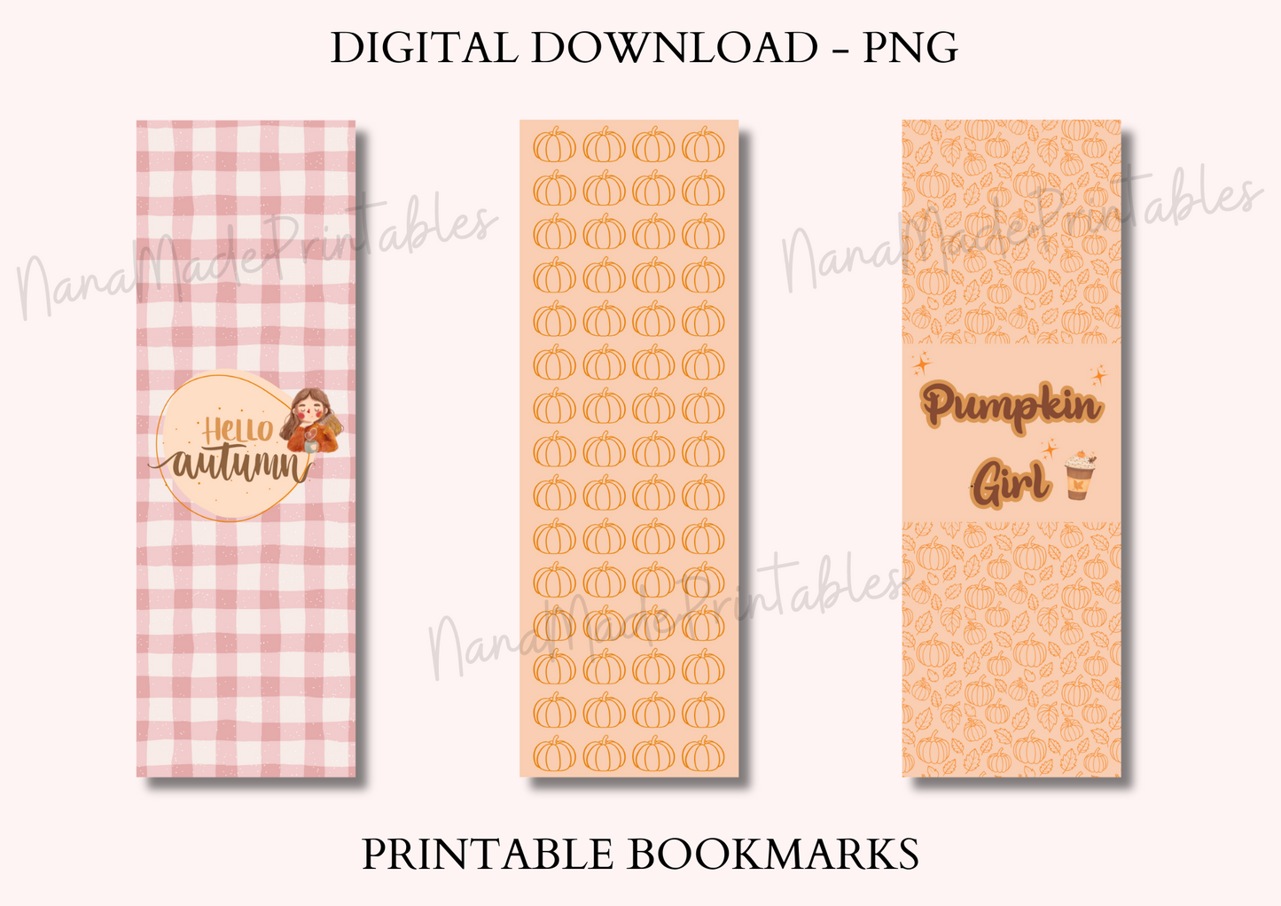 Pumpkin girl bookmarks - Digital Download